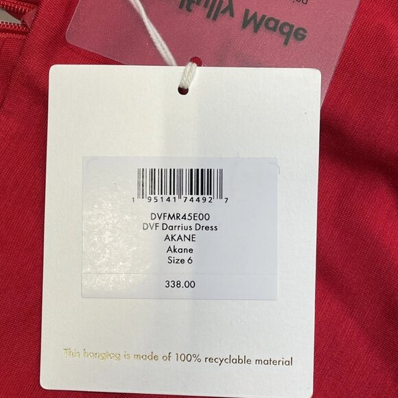 NEW DIAN VON FURSTENBURG Darrius Ruched Side Dress Sleeveless Size 6 Red - Picture 6 of 7